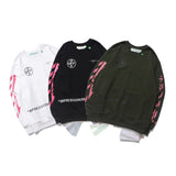 Off White Sweatshirts Long Sleeve round Neck Neck Sweater Autumn and Winter Graffiti round Neck Pullover for Men and Women