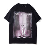 Charlie Luciano T Shirt Black Fairy Tale Series Spotty Dog Pure Cotton Loose Couple