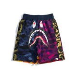 Shark Print Shorts Stitching Shorts Boys Trend Personal Leisure Shorts Fifth Pants Multicolor Camouflage Color Matching Short Pants