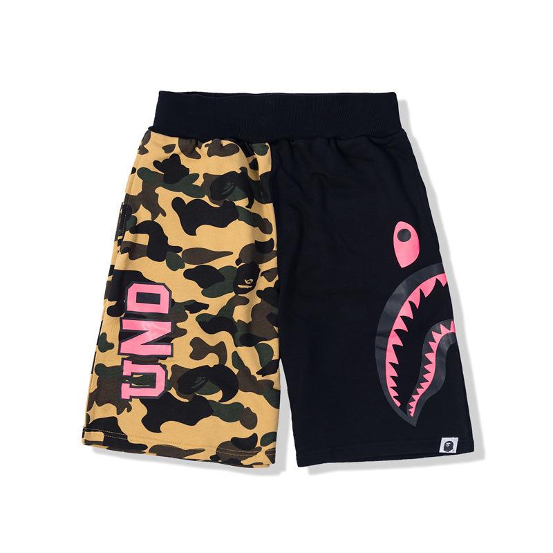 Shark Print Shorts Color Matching Camouflage Color Printing Cotton Shorts Men's Summer Shorts