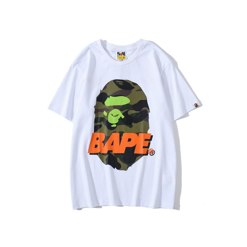 Shark Print T Shirt Summer Camouflage Letters Short Sleeve T-shirt