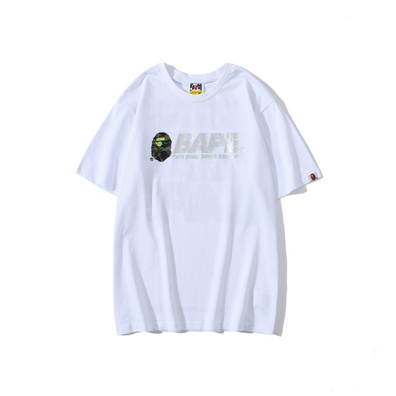 Shark Print T Shirt Summer Short Sleeve Letter Print Round Neck Pullover T-shirt
