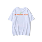 Shark Print T Shirt Summer Camouflage Letters Short Sleeve T-shirt
