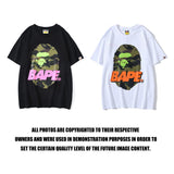 Shark Print T Shirt Summer Camouflage Letters Short Sleeve T-shirt