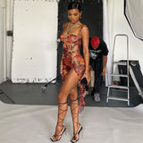 Music Festivals Rave Outfits Dress Autumn Winter Sexy Sheath Slim-Fit Printed Dress for Women