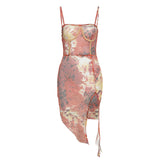 Music Festivals Rave Outfits Dress Autumn Winter Sexy Sheath Slim-Fit Printed Dress for Women