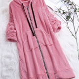 Women Plus Size Tops Long Sleeve Zipper Solid Color Cardigan Jacket