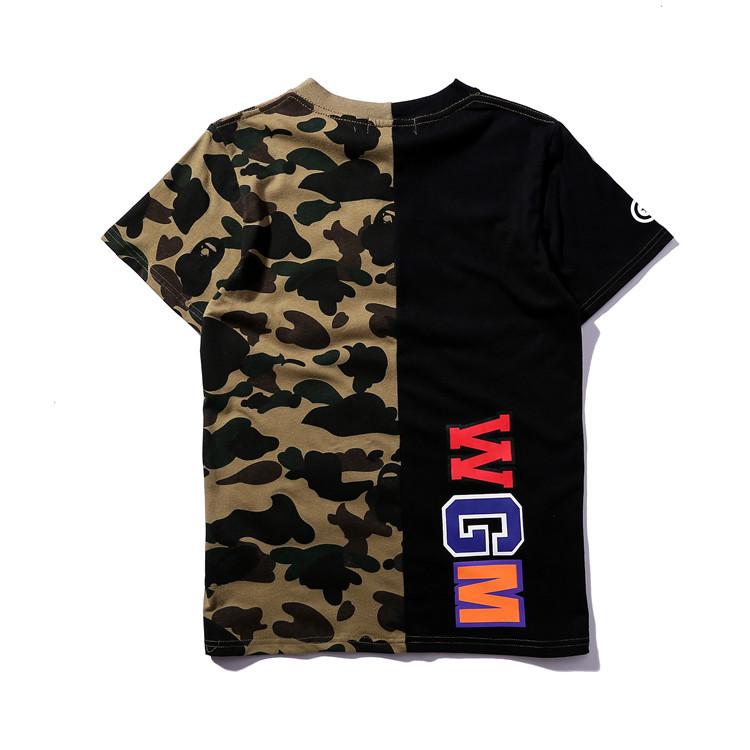 Shark Print T Shirt Stitching Summer Camouflage Short Sleeve T-shirt