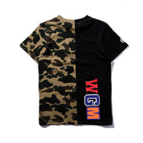Shark Print T Shirt Stitching Summer Camouflage Short Sleeve T-shirt