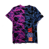 Shark Print T Shirt Stitching Summer Camouflage Short Sleeve T-shirt