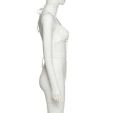 Women 'S Spring Clothing Sexy Cutout High Waist Lace-Up Hip Raise Skinny Sports Jumpsuit