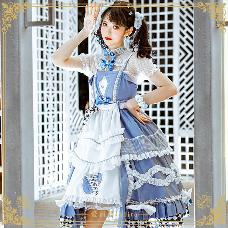Gothic Lolita Harajuku Style Clothing Lolita Small Skirt Alice JSK Japanese Dress Solid Color Irregular Lolita