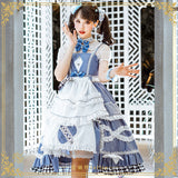 Gothic Lolita Harajuku Style Clothing Lolita Small Skirt Alice JSK Japanese Dress Solid Color Irregular Lolita