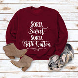 Beth Dutton Outfits Sorta Sweet Sorta Beth Dutton Winter Letter Casual round Neck Sweater