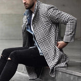 John Dutton Jacket Fall/Winter Plaid Lapel Single Breasted Mid-Length Coat