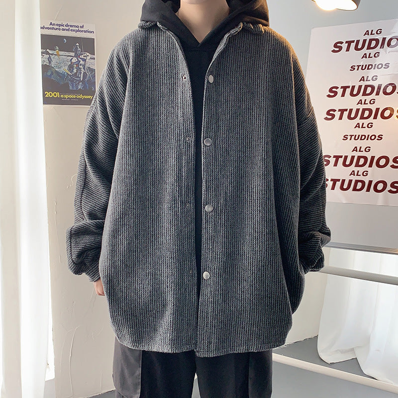 Corduroy Patch Jacket Fall Winter Coat Loose Jacket