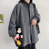 Corduroy Patch Jacket Fall Winter Coat Loose Jacket