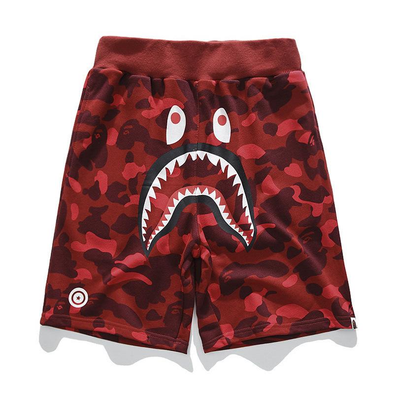 Shark Print Shorts Trendy Brand Camouflage Teeth Printed Men's Cotton Shorts