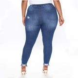 Women Plus Size Jeans Fashion Dark Blue Jeans Skinny Pants Women
