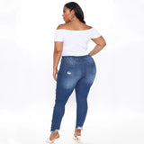 Women Plus Size Jeans Fashion Dark Blue Jeans Skinny Pants Women