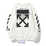 Off White Sweatshirts Long Sleeve round Neck Sweater Autumn Black White round Neck Large Scale Sweater