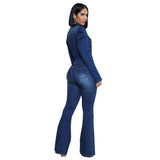 Women Plus Size Jumpsuits Denim Wash Fashion Casual Slim Fit Bodysuit