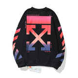 Off White Sweatshirts Long Sleeve round Neck Neck Sweater Autumn and Winter Off Gradient Color Arrow Print round Neck Pullover for Men and Women
