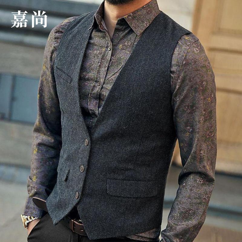 Men's Dress Vests Men's Vest Casual Jacket Business Waistcoat Men's Solid Color V-neck Single-Breasted Suit Vest