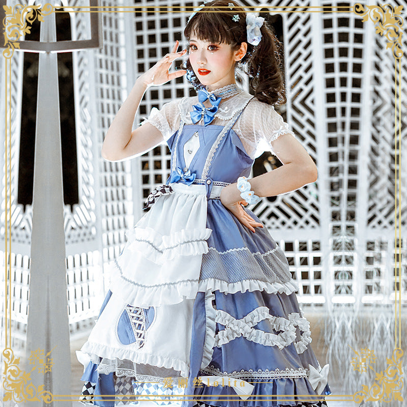 Gothic Lolita Harajuku Style Clothing Lolita Small Skirt Alice JSK Japanese Dress Solid Color Irregular Lolita