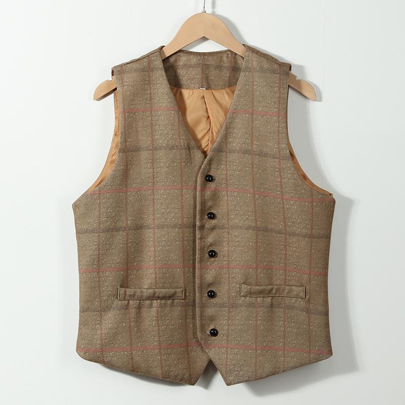 Tuxedo Vests Men Suit Vest Winter Casual V-neck Single Breasted Vest Coat