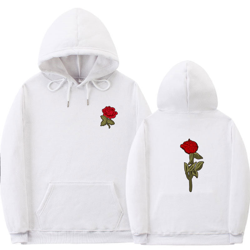 Black Rose Hoodie Men's Hoodie People Are Poison Rose Fleece Hip-Hop Pullover Sweatshirt