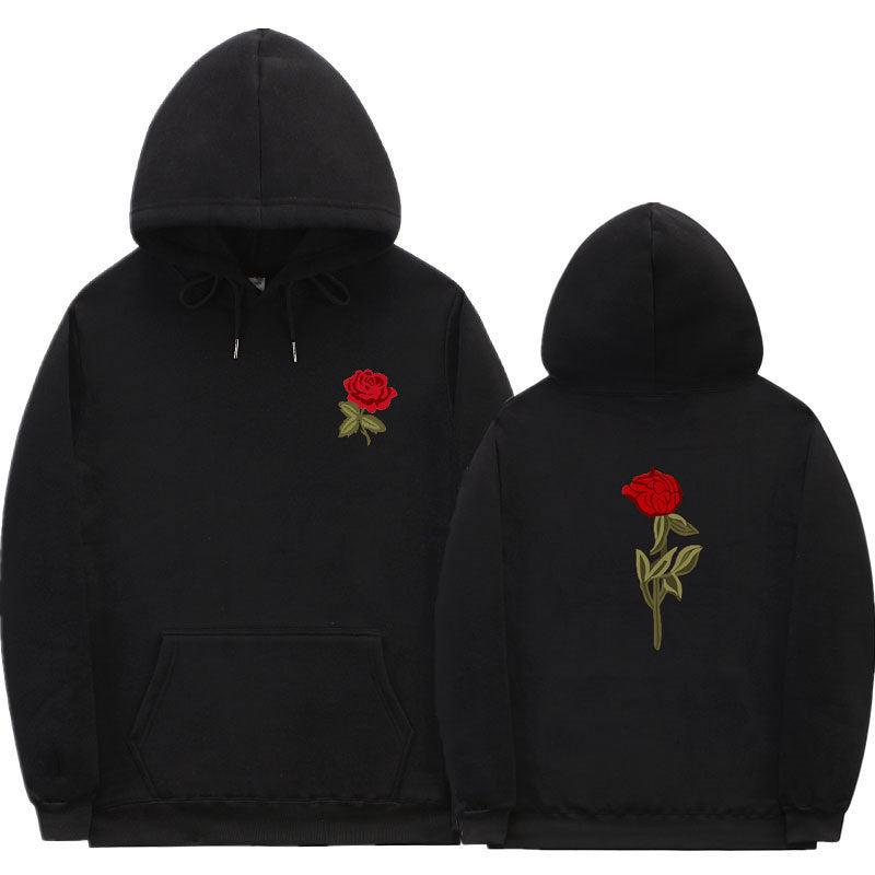 Black Rose Hoodie Men's Hoodie People Are Poison Rose Fleece Hip-Hop Pullover Sweatshirt