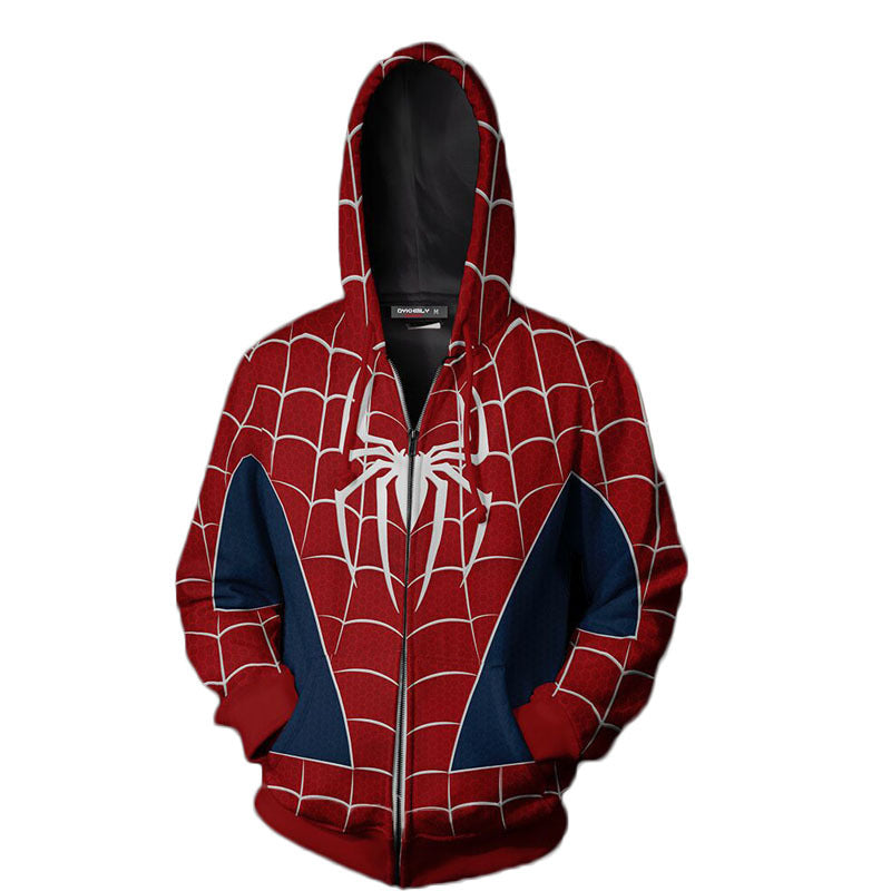 Men Spider Hoodie Spider-Man Zip Hoodie