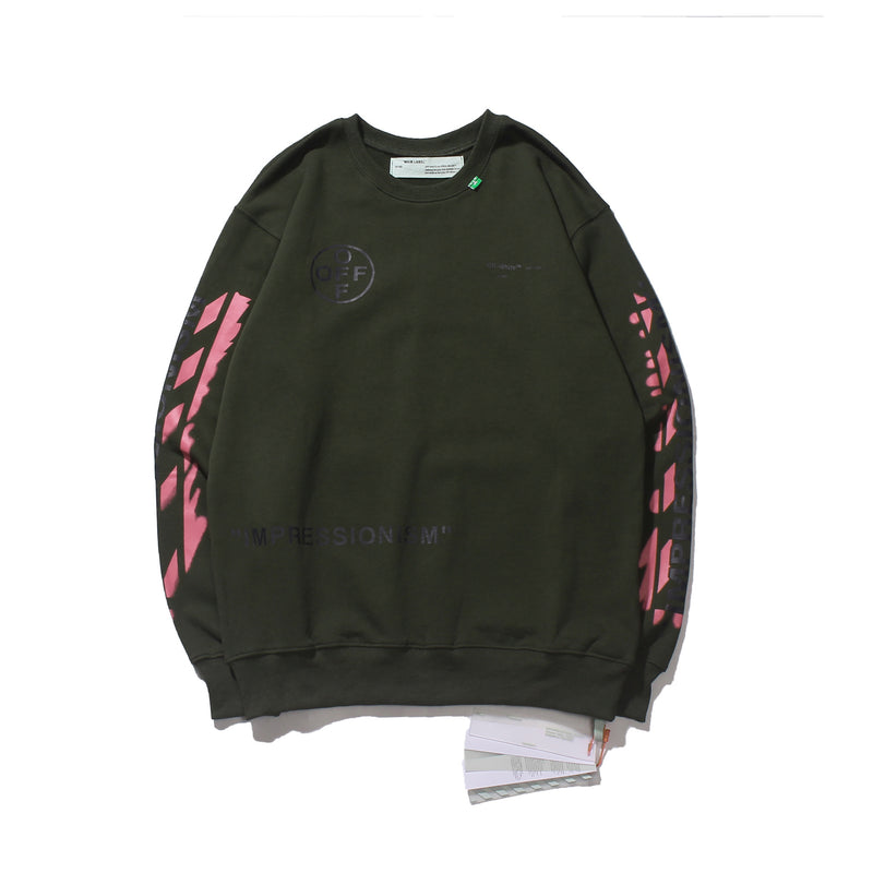 Off White Sweatshirts Long Sleeve round Neck Neck Sweater Autumn and Winter Graffiti round Neck Pullover for Men and Women