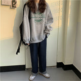 Slogan Graphic Hoodie Crew Neck Loose Women's Sweater