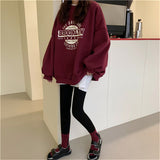 Slogan Graphic Hoodie Crew Neck Loose Women's Sweater