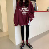 Slogan Graphic Hoodie Crew Neck Loose Women's Sweater