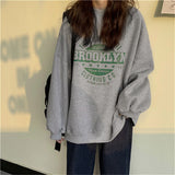 Slogan Graphic Hoodie Crew Neck Loose Women's Sweater