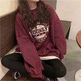 Slogan Graphic Hoodie Crew Neck Loose Women's Sweater