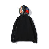 Shark Print Hoodie Autumn and Winter Men's and Women's Shark Head Camouflage Hat Windbreaker Sweater