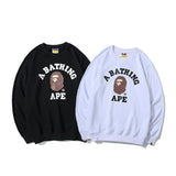 Shark Print Sweatshirts Autumn and Winter Men's Printed Cotton Terry round Neck Sweater T-shirt