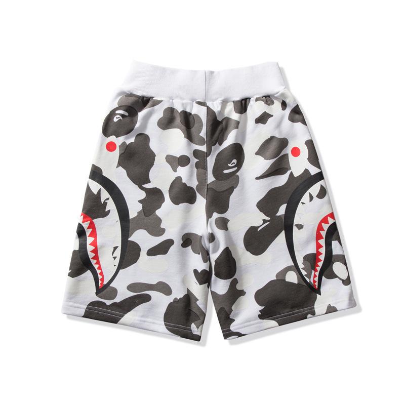 Shark Print Shorts Camouflage Stitching Teeth Pattern Summer Men's Casual Cotton Shorts Fifth Pants