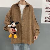 Corduroy Patch Jacket Fall Winter Coat Loose Jacket