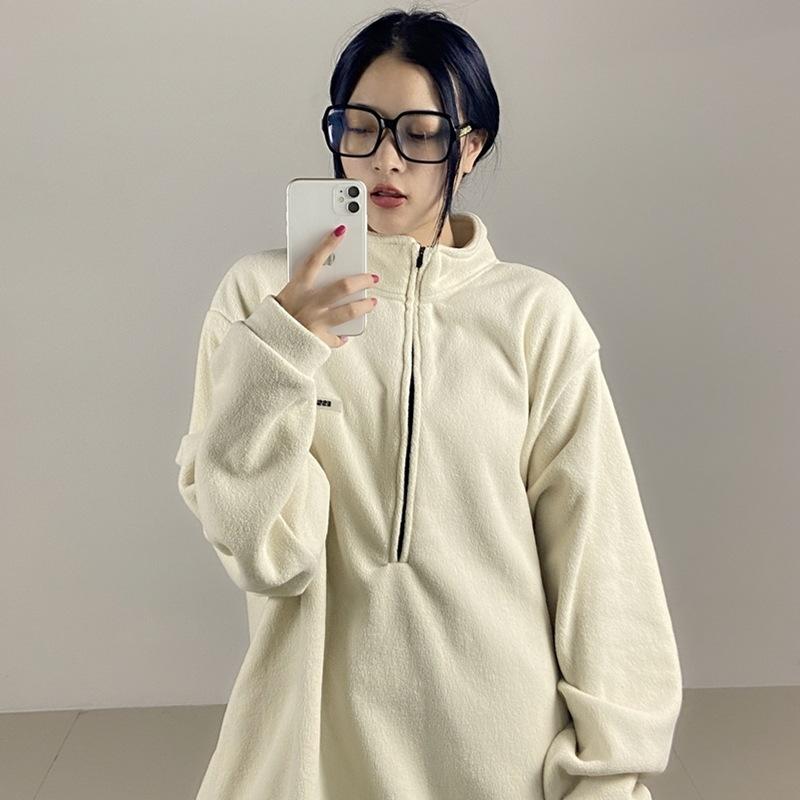 Fog Sweatshirt Double Line Hoodie Zipped Stand Collar Sweater Men High Street Loose Plus Size Retro Sports Fear Of God essential