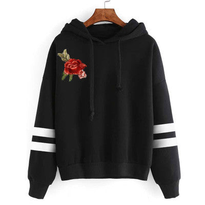 Black Rose Hoodie Rose Pattern Hoodless Sweater