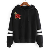 Black Rose Hoodie Rose Pattern Hoodless Sweater