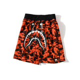 Shark Print Shorts Trendy Brand Shark Ape Head Camouflage Red Shorts Beach Pants