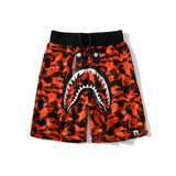 Shark Print Shorts Trendy Brand Shark Ape Head Camouflage Red Shorts Beach Pants