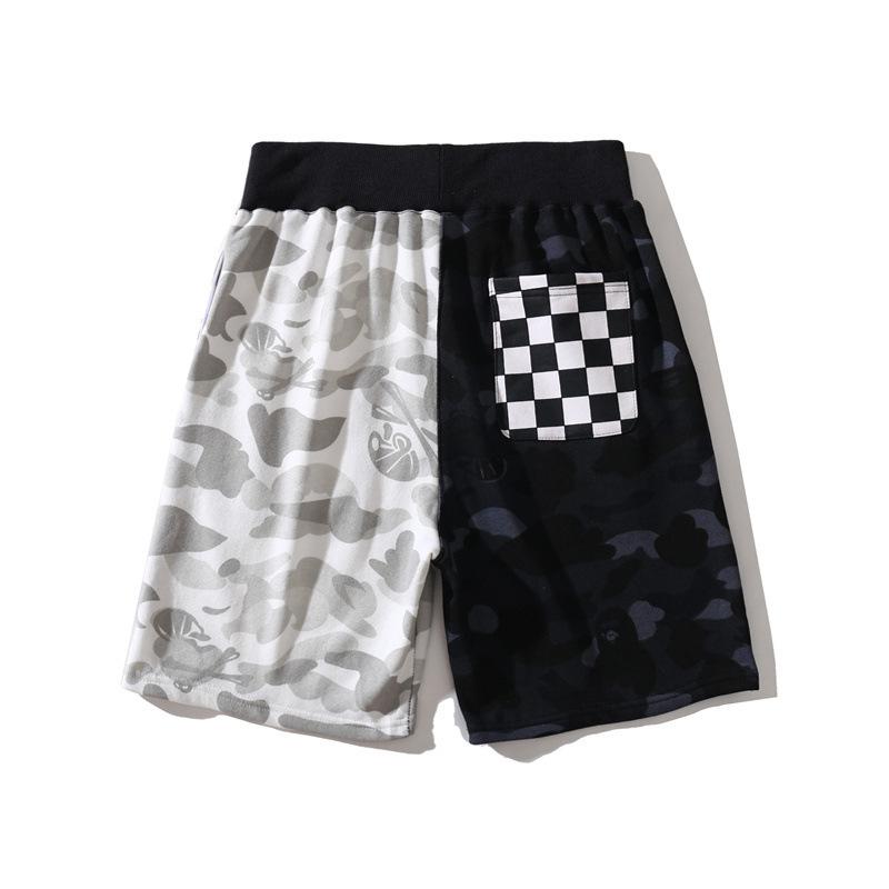 Shark Print Shorts Shark Shorts Men's and Women's Black and White Color Matching Pants Cropped Pants