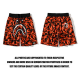 Shark Print Shorts Trendy Brand Shark Ape Head Camouflage Red Shorts Beach Pants